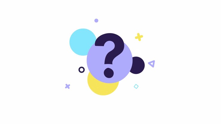 Spørgsmålstegn i farverig bobleanimation. Hvid baggrund. Spørg-knap, rådgivning, FAQ-skilt, hjælpebanner. Stock-optagelse, motion graphics.