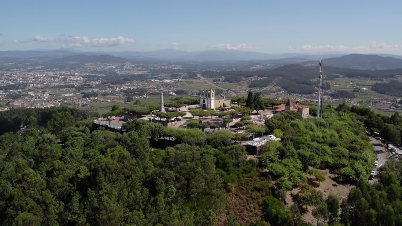 Monte Franqueira in Barcelos, Portugal, overlooks a vast countryside with villages and hills in the distance