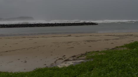 Rough Sea And Stormy Weather In Duranbah Beach During Cyclone Alfred In Australia - Wide Shot