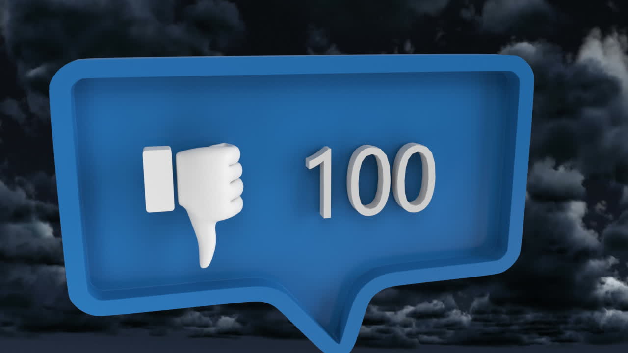 하늘과 구름 위의 음성 거품에 숫자를 가진 아이콘과는 다른 애니메이션