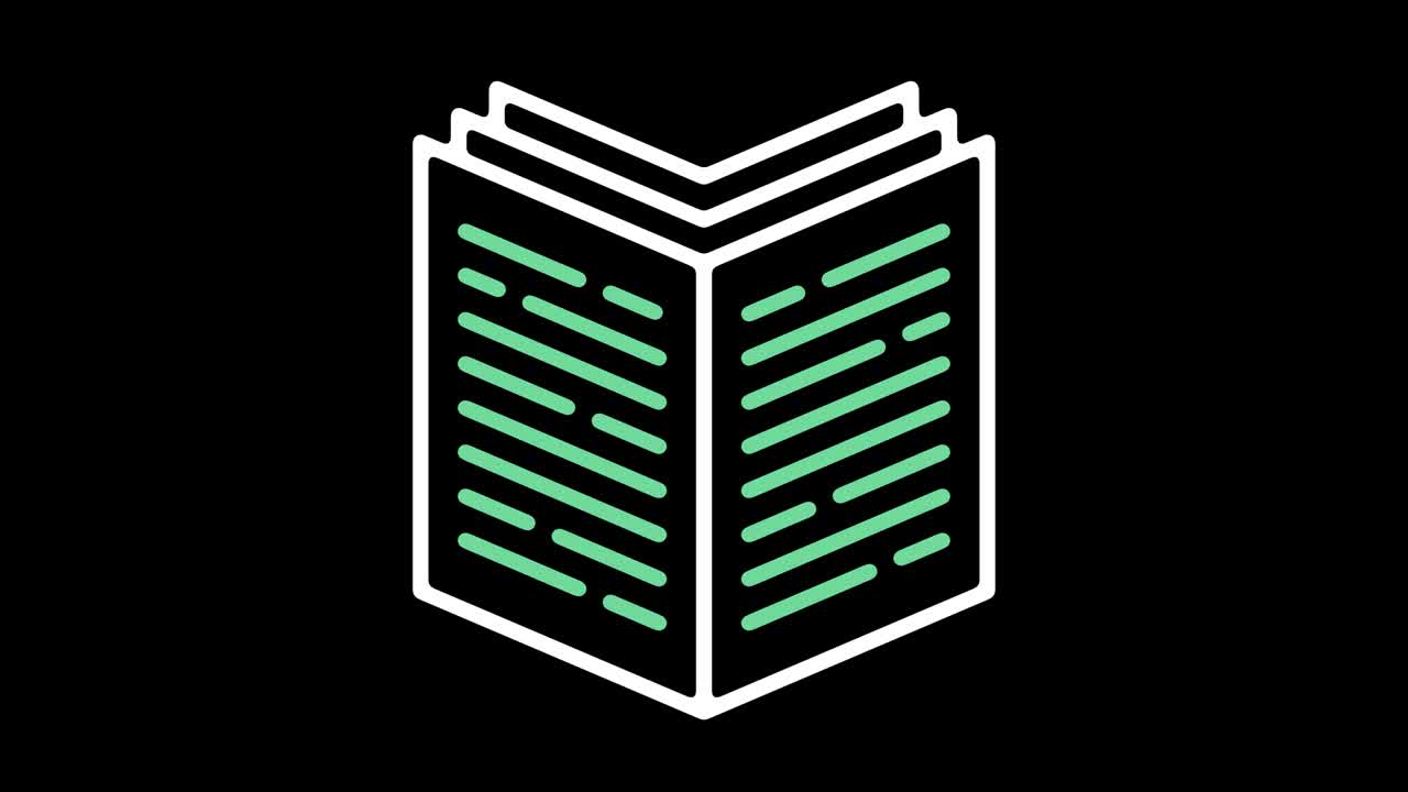 Book Reading Line Icon Animation with Alpha