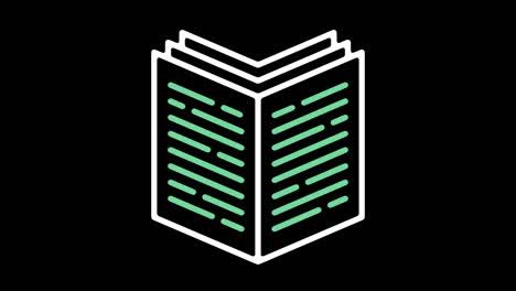 book reading line icon animation with alpha