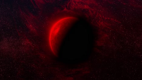 Animation-Des-Roten-Planeten-Im-Schwarzen-Raum