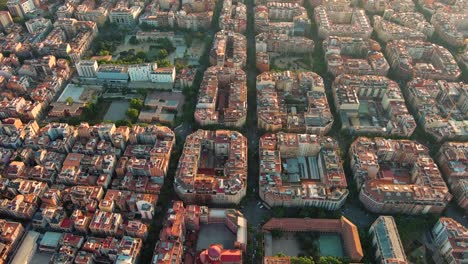 aerial view of typical buildings of barcelona cityscape. eixample residential famous urban grid. (catalonia, spain)