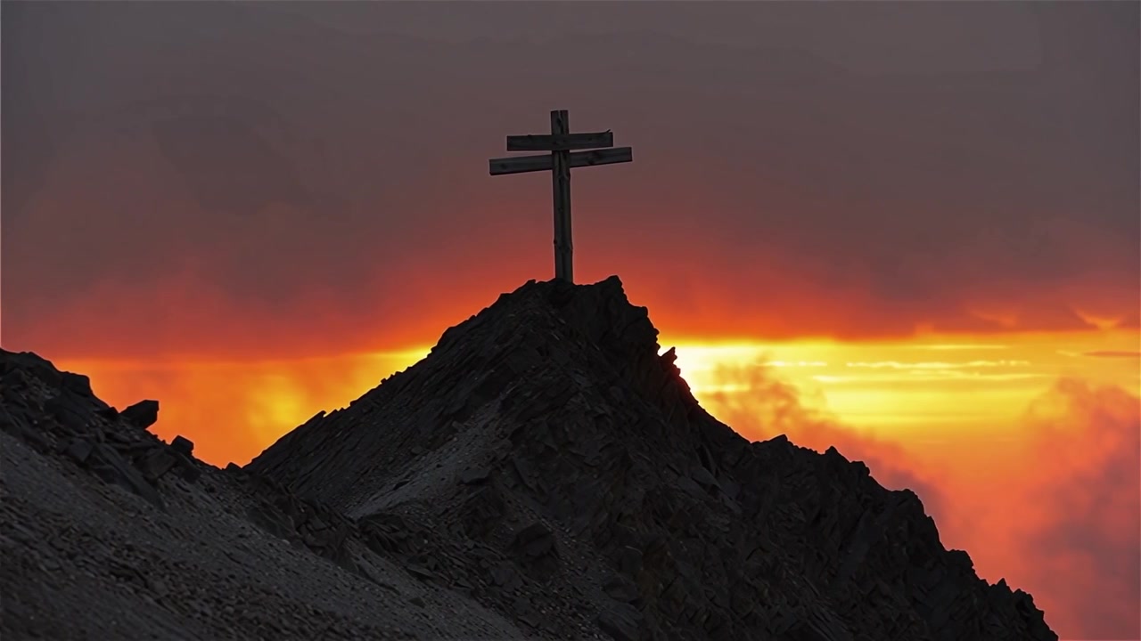 Croce Cristiana Luce Celestiale Sfondo per il Culto.