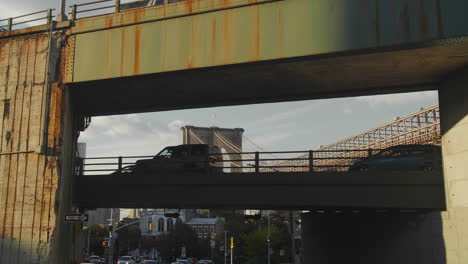 toma de cardán del puente de brooklyn en la hora dorada