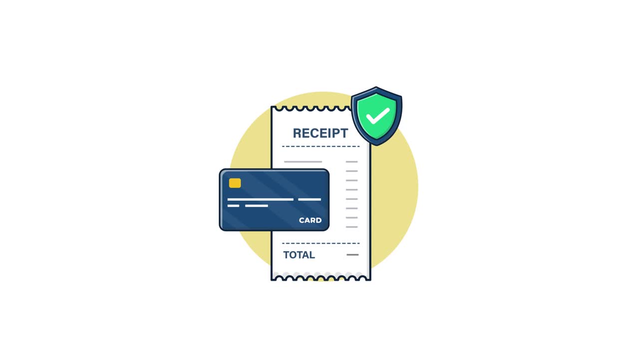 Animated Illustration of Secure Credit Card Payment and Receipt