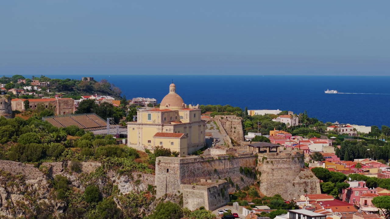 Charming Sicilian coastal town with vivid colors, summer serenity