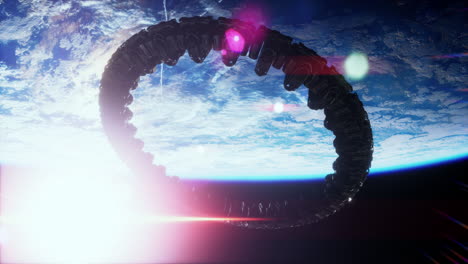 nave madre alienígena cerca de la tierra elementos proporcionados por la nasa