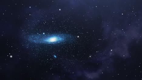 Una-Galaxia-Azul-En-Movimiento-Con-Estrellas-A-Su-Alrededor
