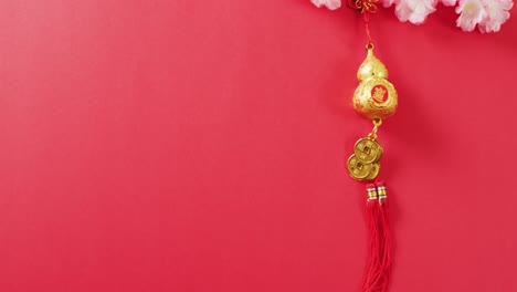 video de decoración china roja sobre fondo rojo