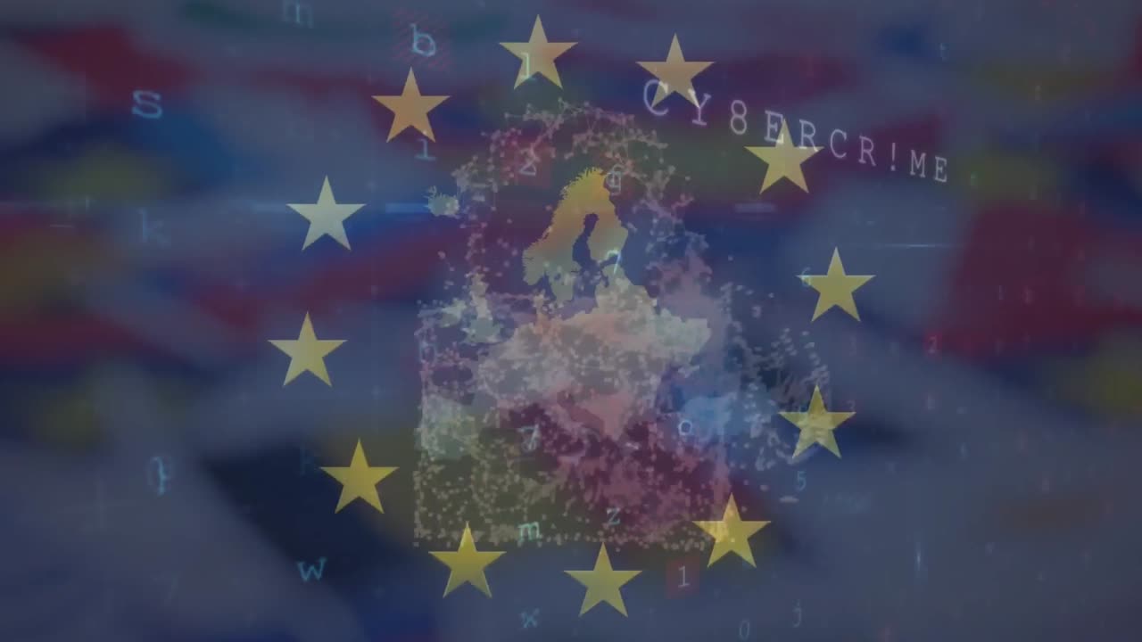 animación del candado, procesamiento de datos y bandera de la ue