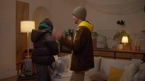 couple interacting at home