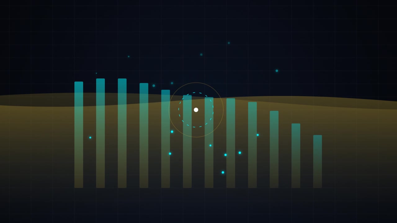 Abstract Digital Bar Graph Animation with Floating Particles