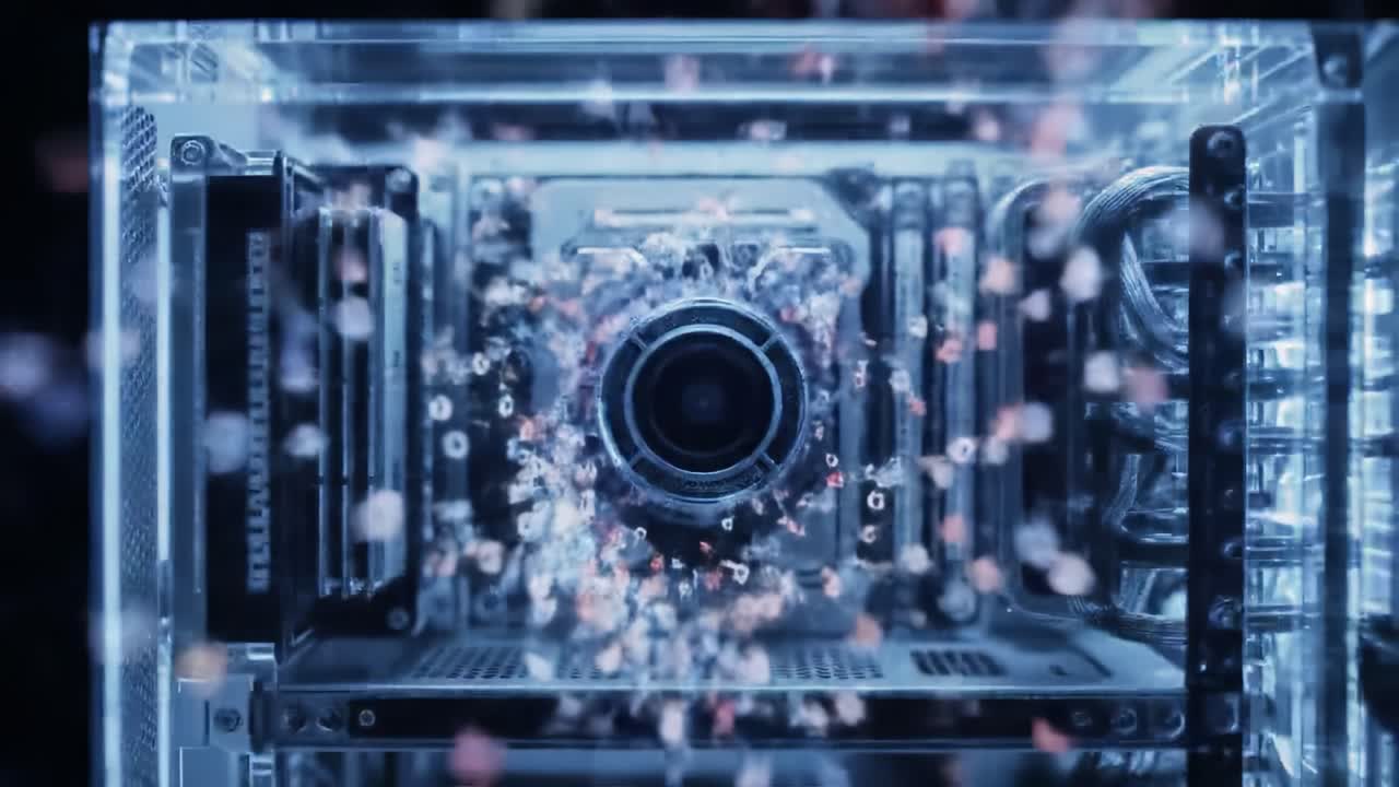 An engaging look inside a camera lens reveals a fascinating display of light, movement, and intricate components working together.