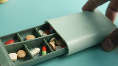 pill box with various colored pills