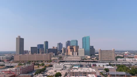 establishing drone shot of fort worth, texas