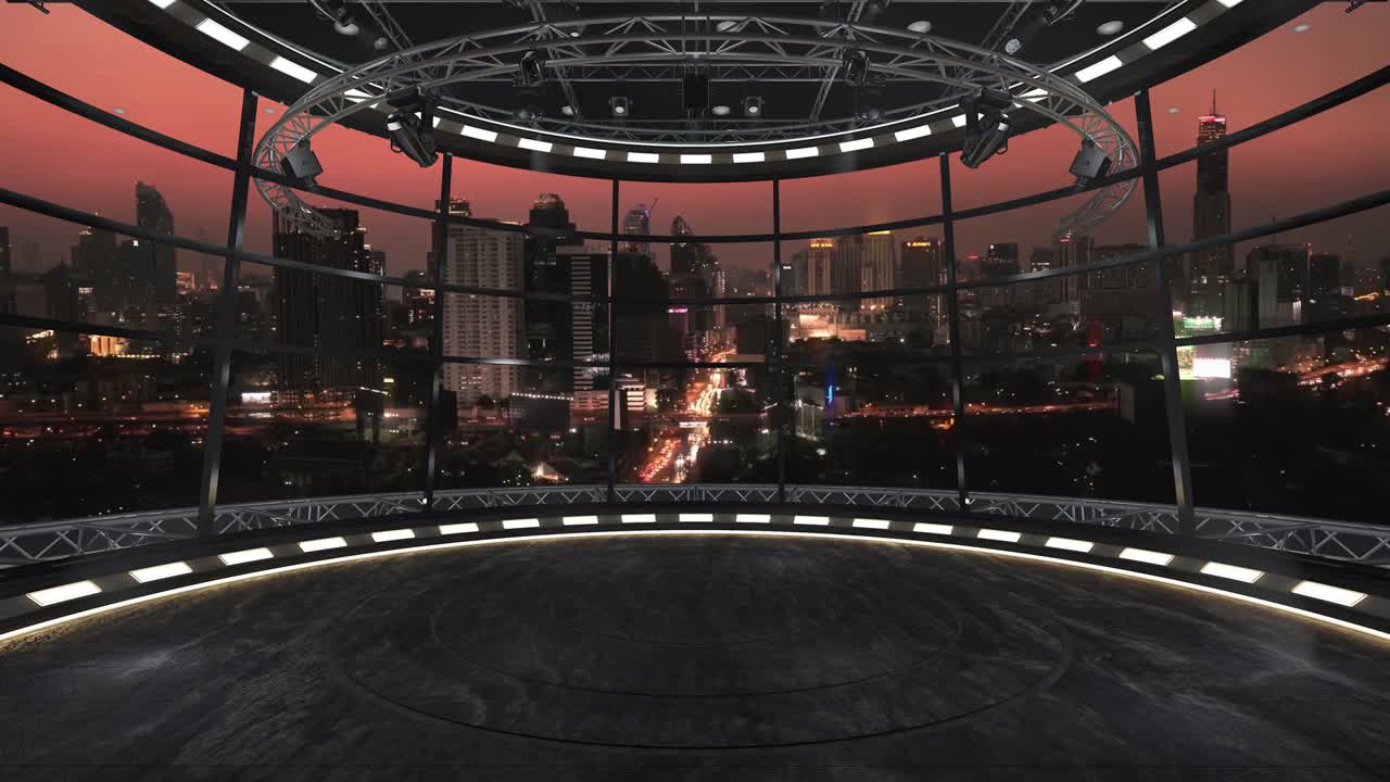 Virtual TV Studio News Set 36-B1. Green screen background. 3d Rendering.