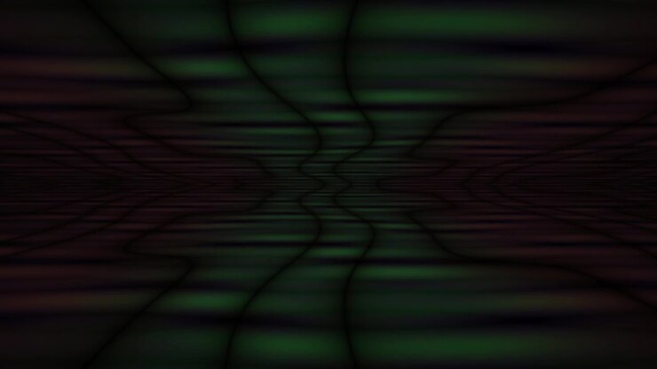 Abstract Dark Background with Wavy Green Light Patterns