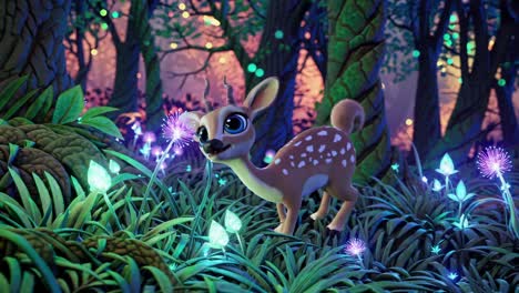 cute deer in a magical forest
