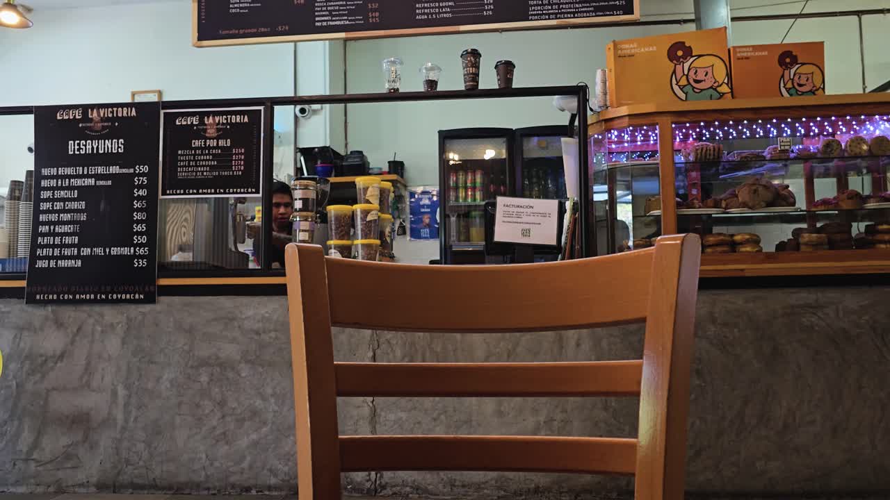 Traditional coffee shop in Mexico City offering breakfast and tortas