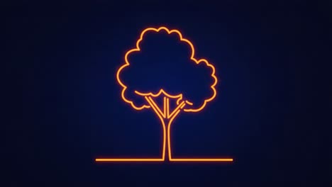 stylized tree illustration: a minimalist approach featuring a vibrant neon outline against a dark background, rendered in a clean and modern aesthetic