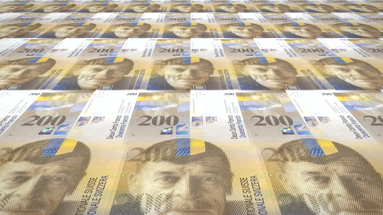 200 스위스 프랑의 지폐, 현금, 루프