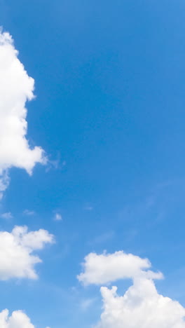bright summer sky with white soft clouds. sun lighting the beautiful cloudscape. low angle view. timelapse. vertical video