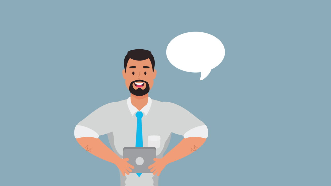 young businessman with speech bubble avatar character