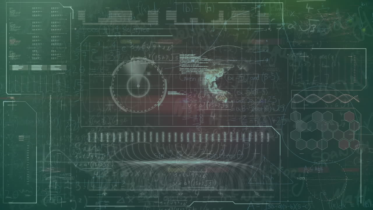 Animation of data processing over green background
