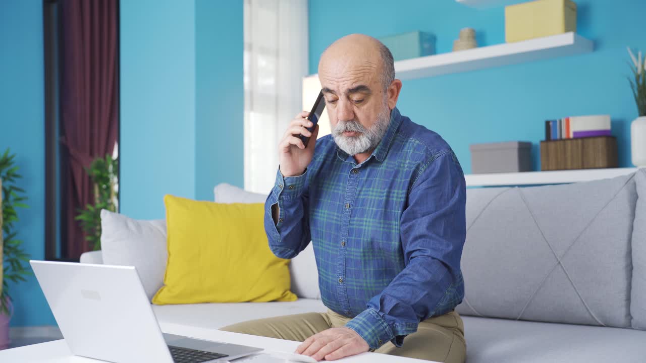 The grumpy old man is enraged by the high bills.