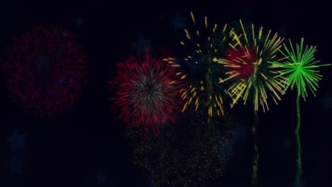Animation-Von-Explodierenden-Feuerwerkskörpern-Auf-Schwarzem-Hintergrund