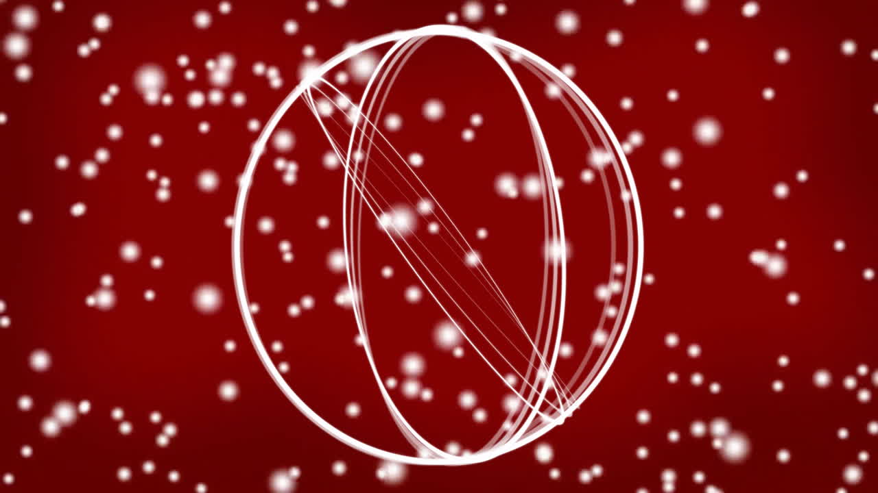 Swirling white lines and snowflakes animation on red background