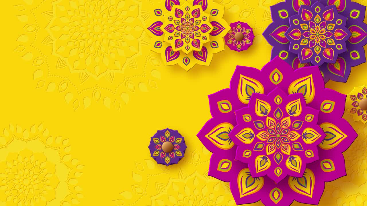 Rangoli indiano rotante per il festival delle luci Diwali