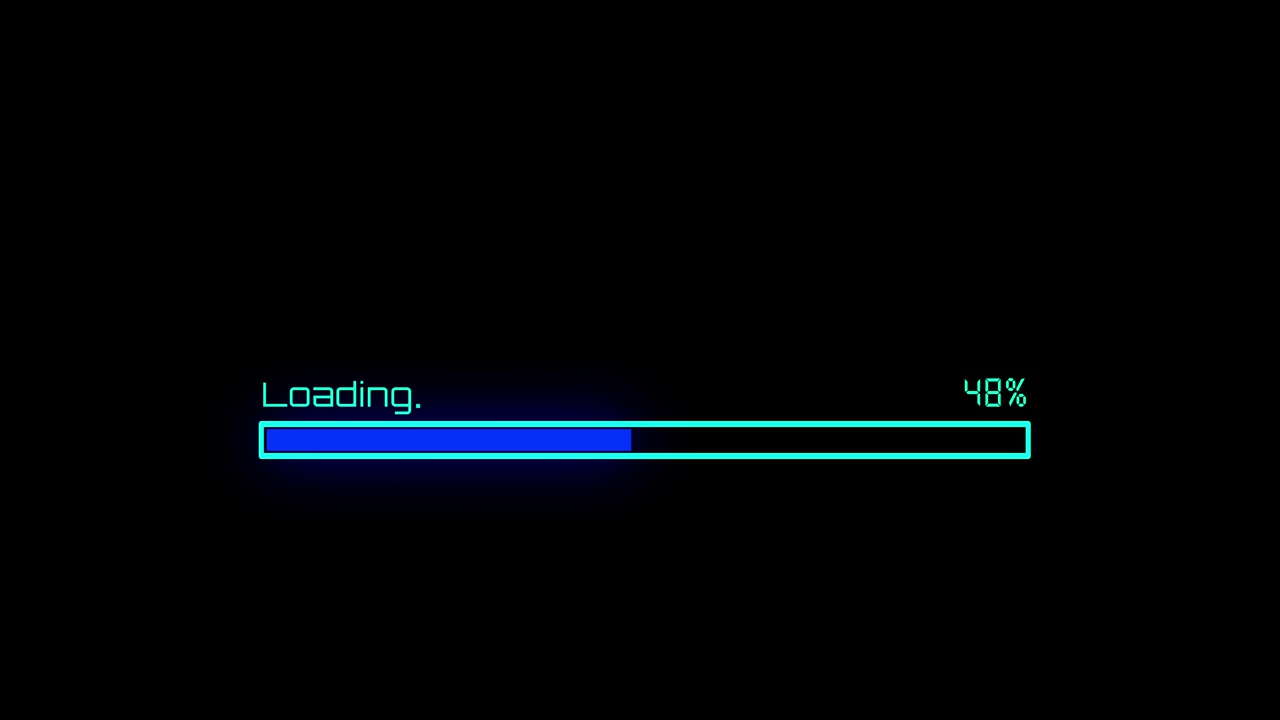 Blue Digital Loading Bar Progressing with Percentage Counter