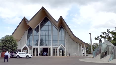 shot of religious christian or catholic chapel and altar for worshippers