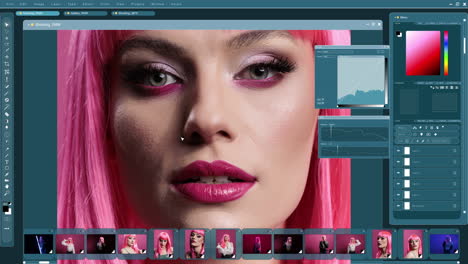 graphics editor software interface used for professionally retouching woman