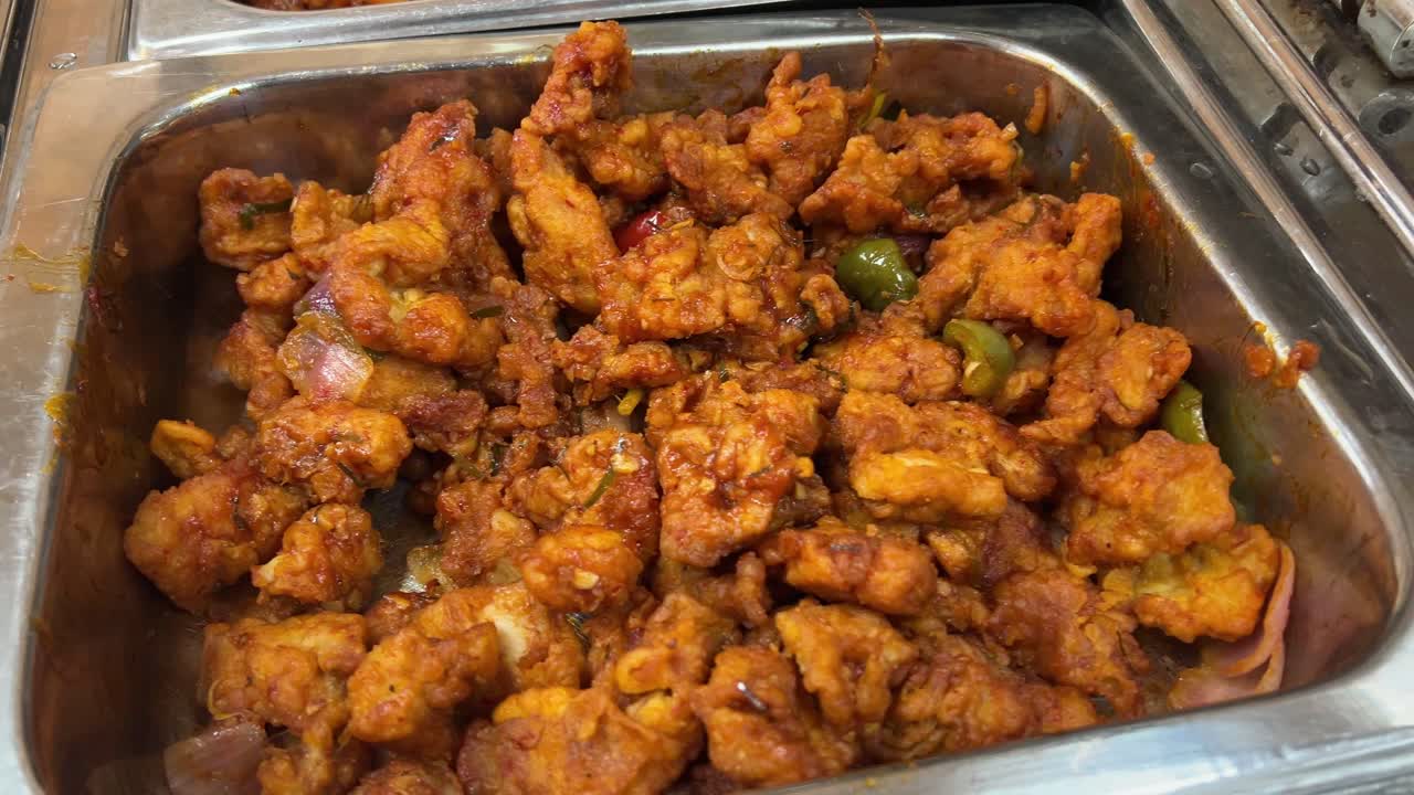 Well cooked crispy chicken a Chinese dish looking delicious.