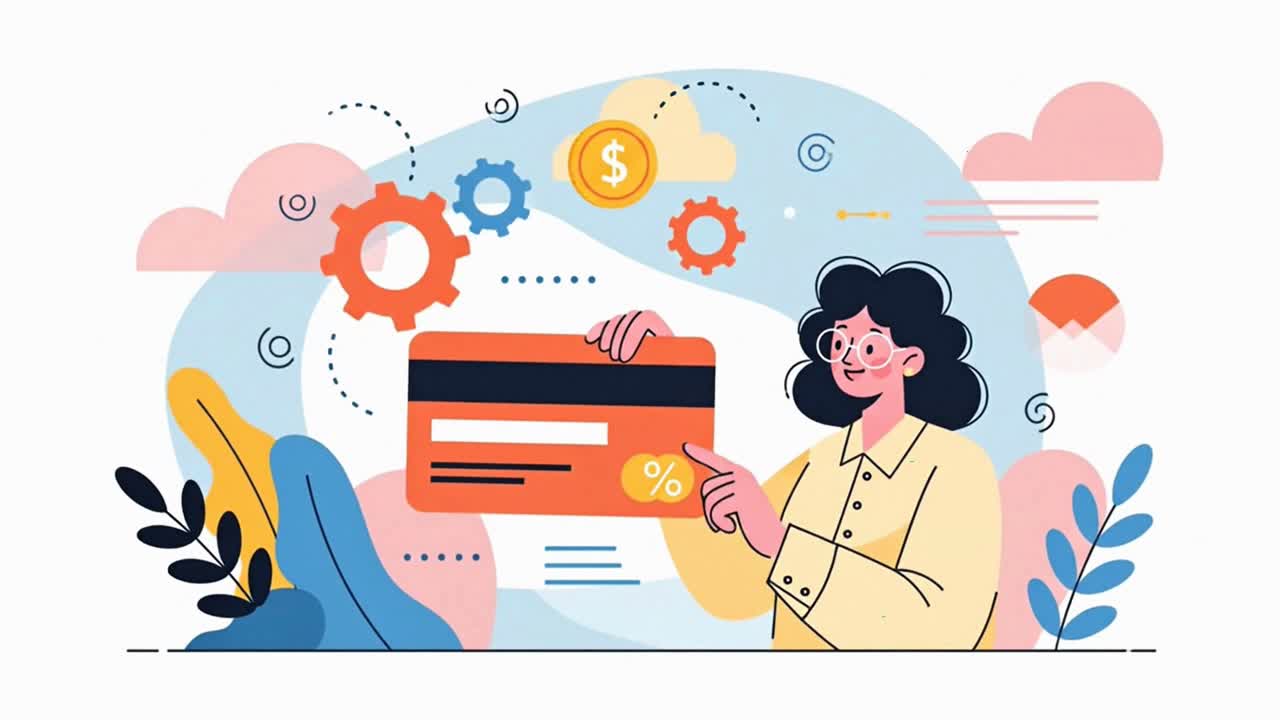 Woman Holding a Credit Card Explaining a Discount or Cashback Program
