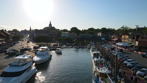 Excellent-Aerial-View-Of-A-Harbor-In-Annapolis,-Maryland