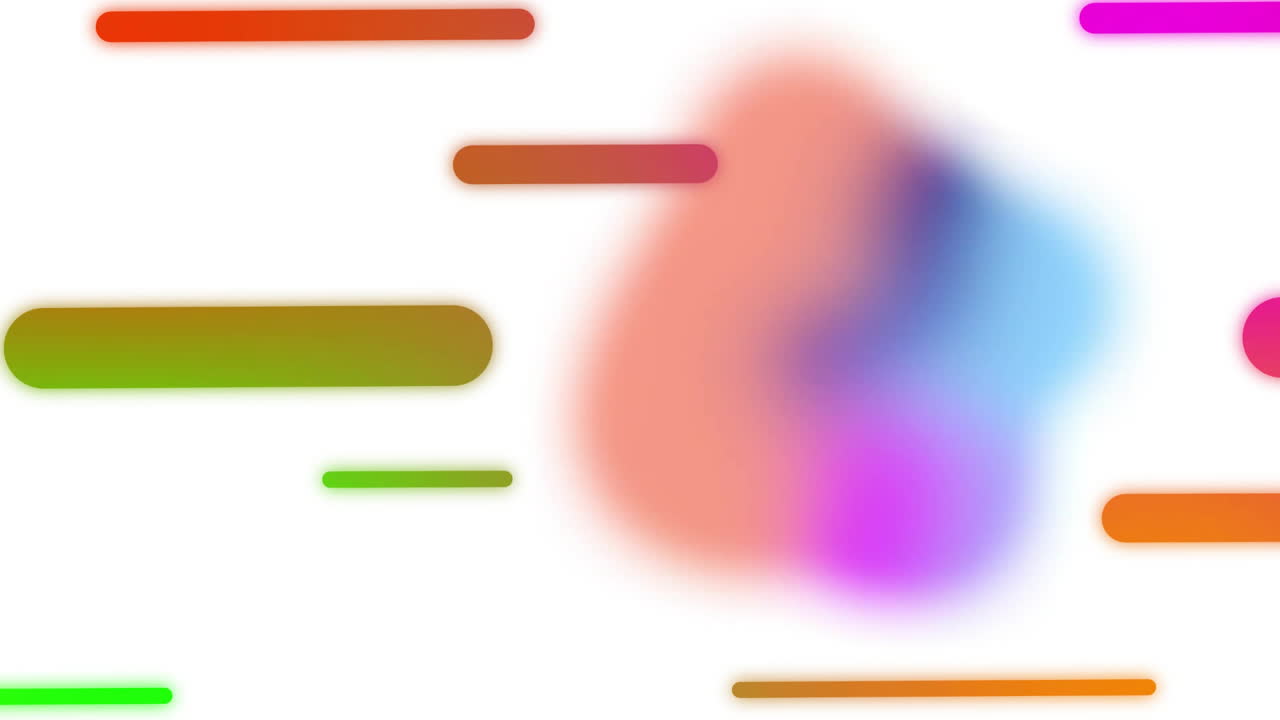 animación de formas coloridas que se mueven sobre un fondo blanco