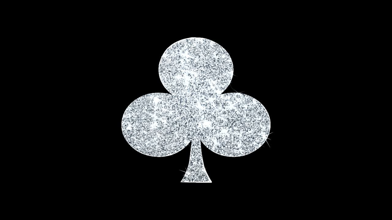 Playing Card Suit Club Glith Icon Shining Glitter Loop Blinking Particles .