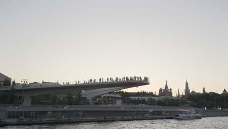 moscow bridge sunset view with people