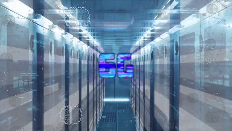 animación de texto 6g y lenguaje informático sobre sistemas de almacenamiento de datos iluminados