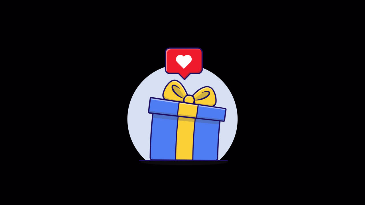 Animierte Geschenkbox mit pulsierendem herzförmigem Icon