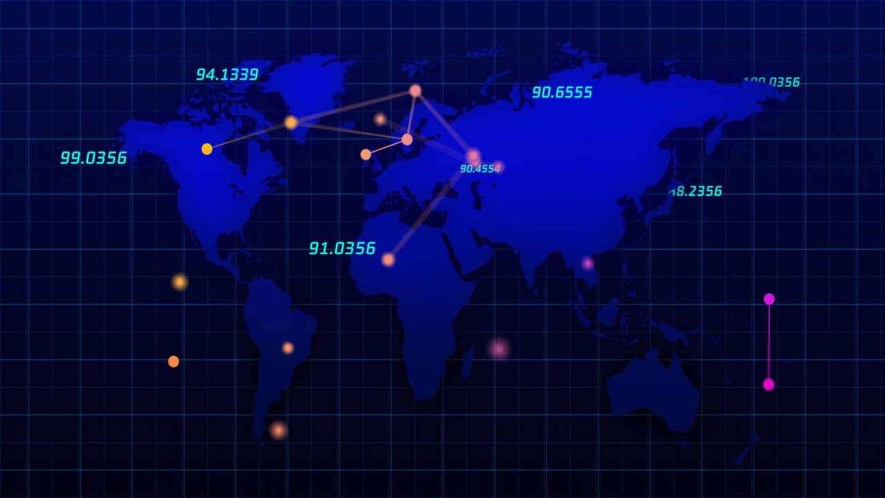 세계 지도를 통해 데이터 처리의 애니메이션