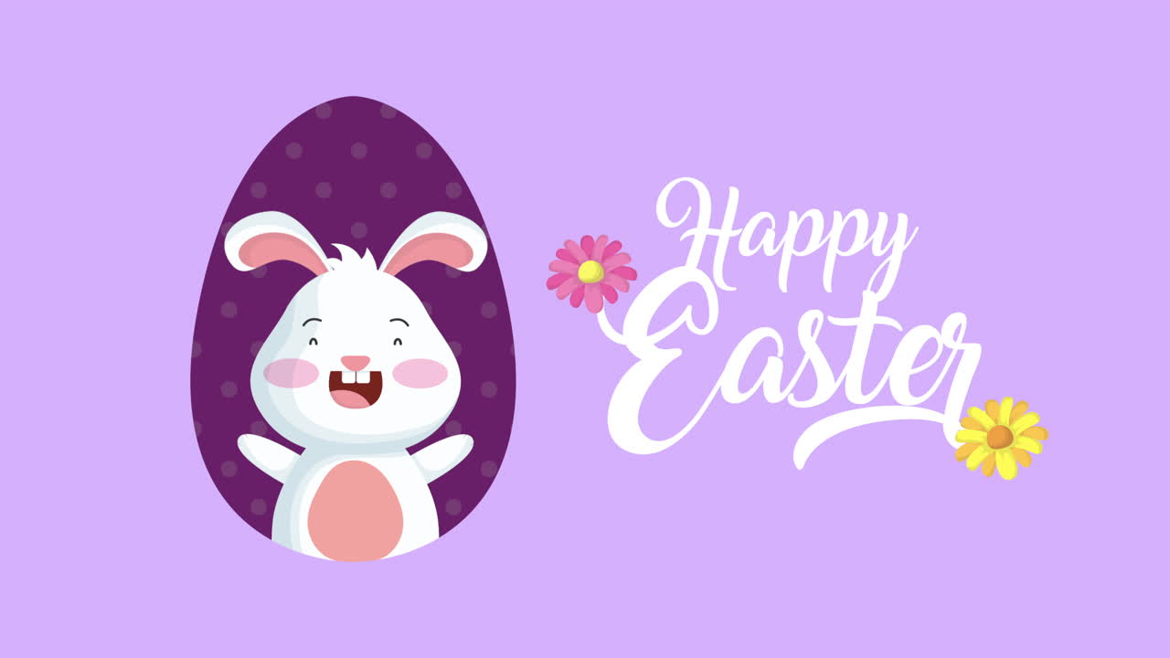 buona pasqua carta animata con coniglio carino