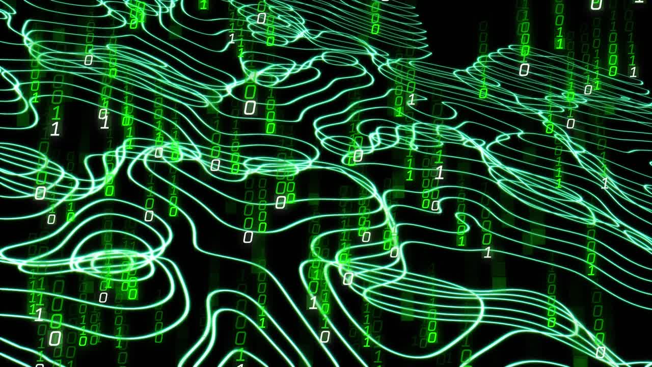 animación del procesamiento de datos de codificación binaria a través de una red de conexiones