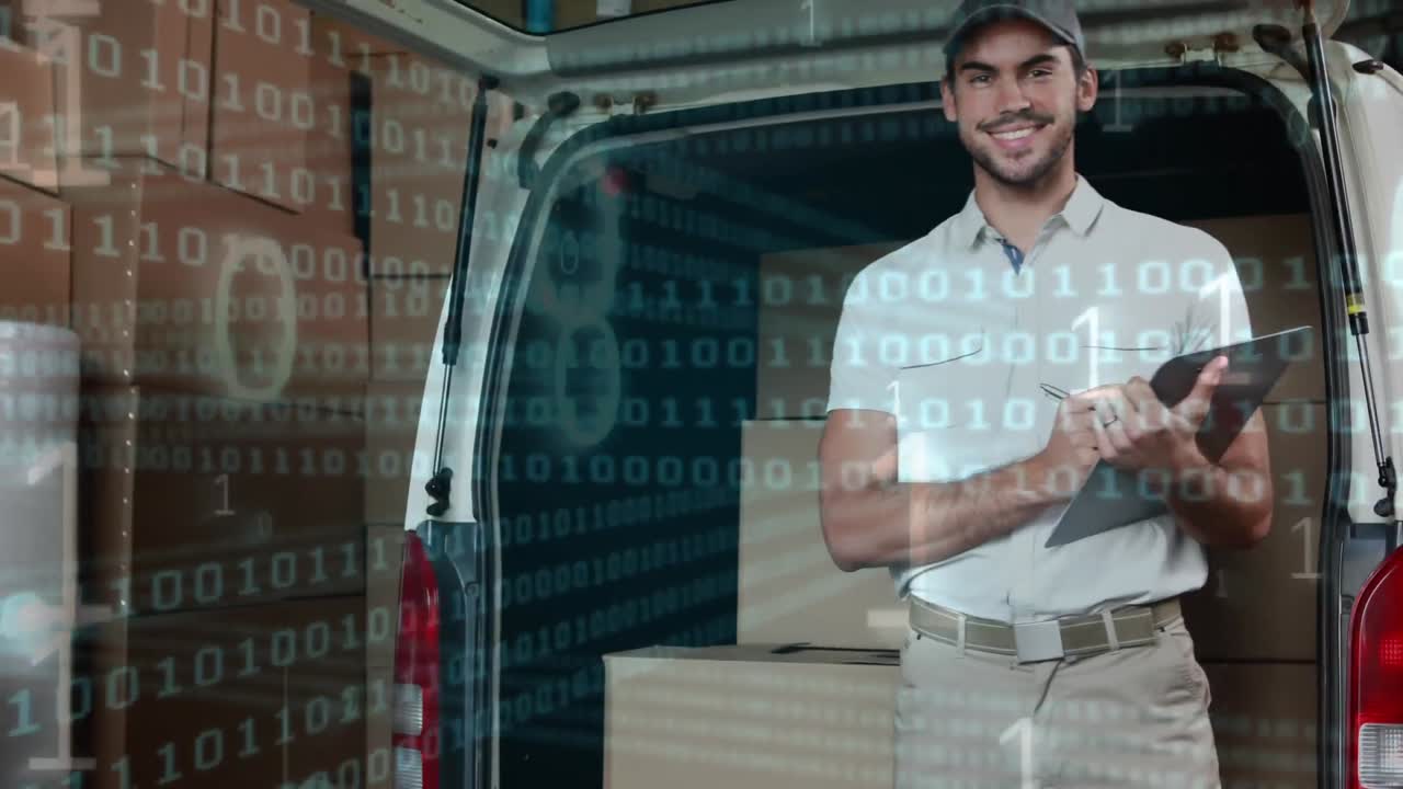 entregador escribiendo en un clipboard