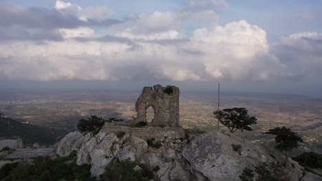 aerial view of the historic kantara castle located on the mountain overlooking the karpasia peninsula